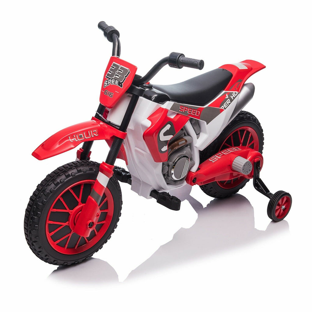 TOBBI 12V Electric Dirt Bike for Kids with Training Wheels - Realistic Motorbike Experience