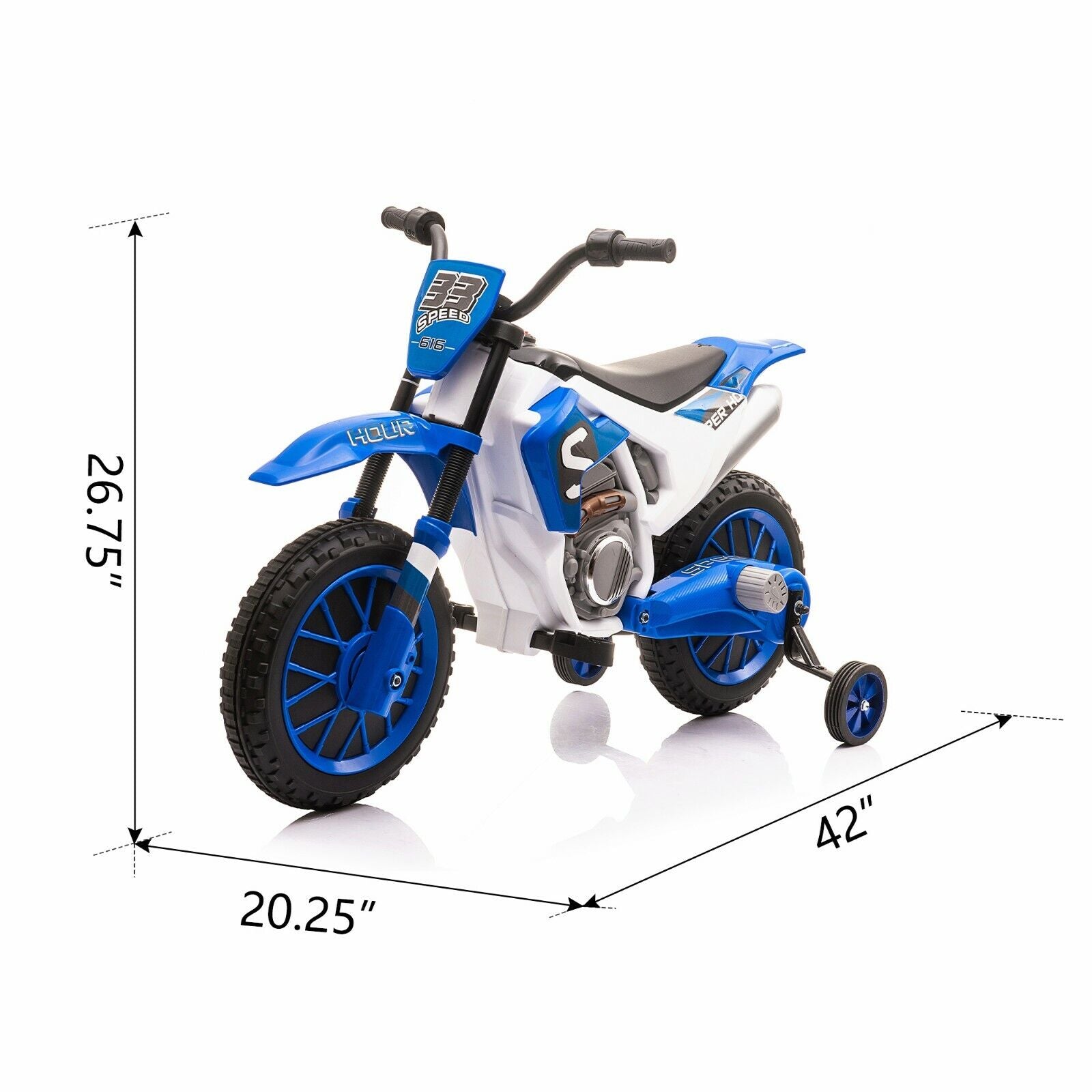 TOBBI 12V Electric Dirt Bike for Kids with Training Wheels - Realistic Motorbike Experience