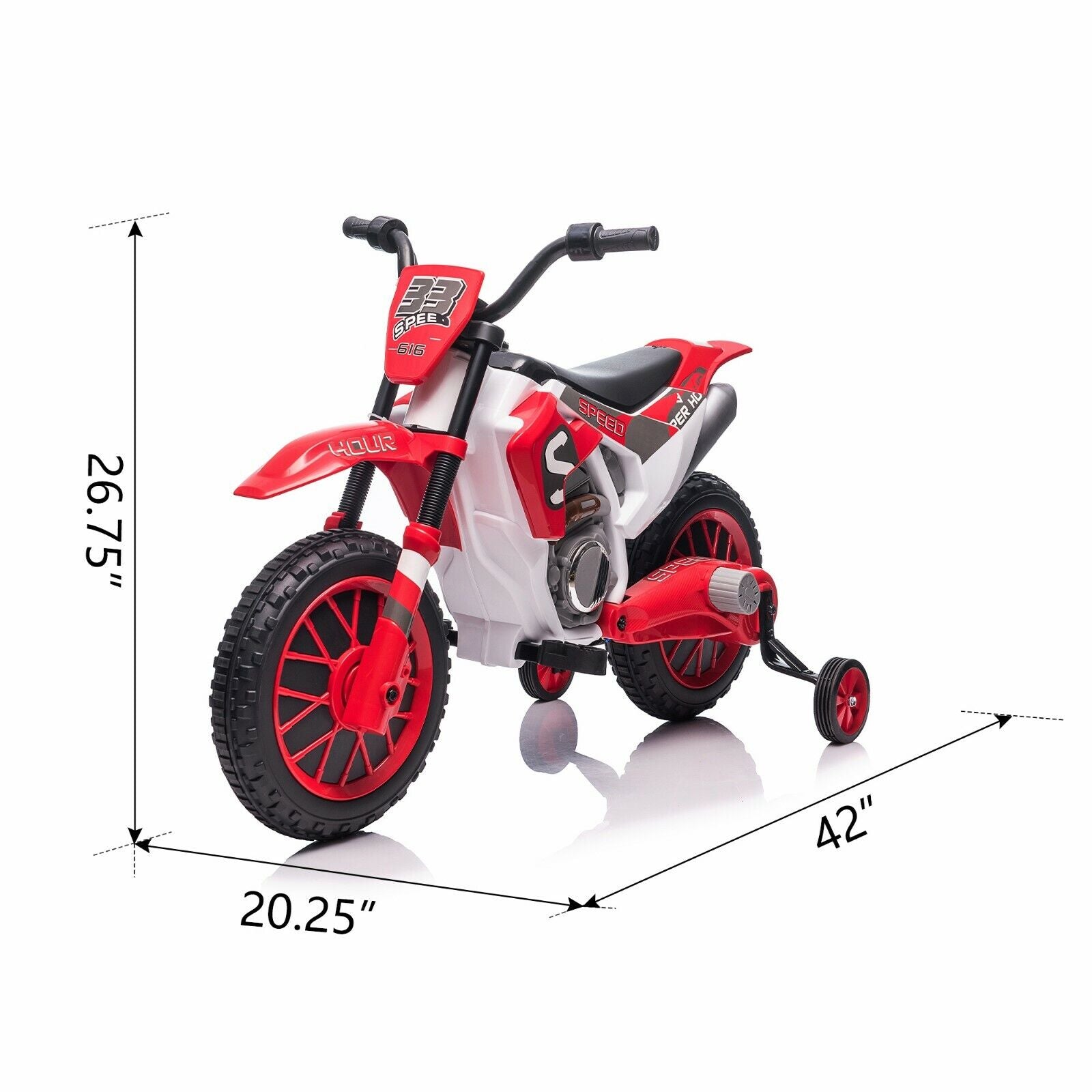 TOBBI 12V Electric Dirt Bike for Kids with Training Wheels - Realistic Motorbike Experience