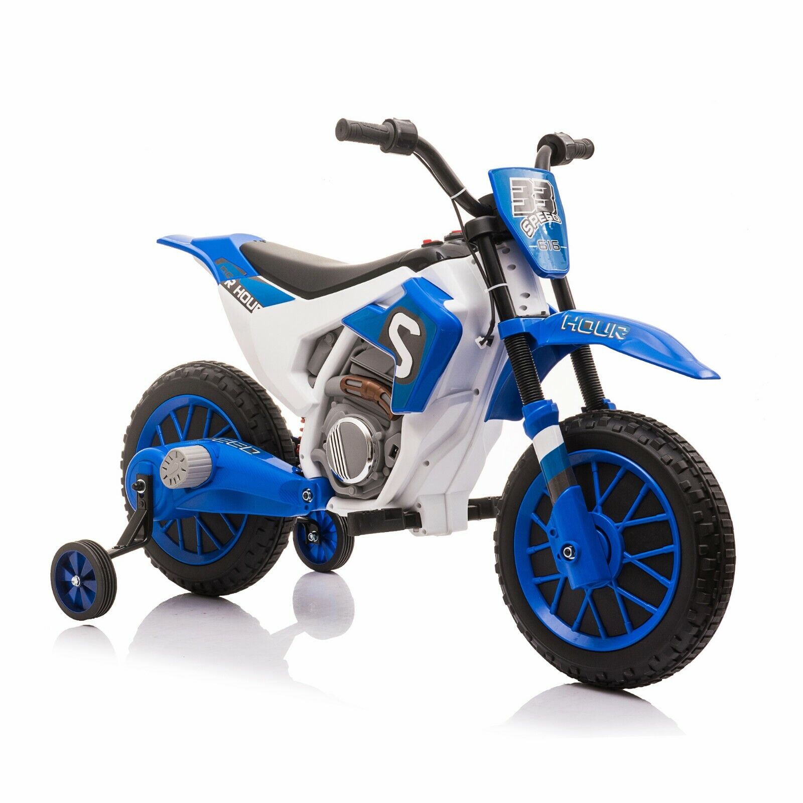 Electric Dirt Bike for Kids with Training Wheels - 12V Off-Road Ride-On Toy