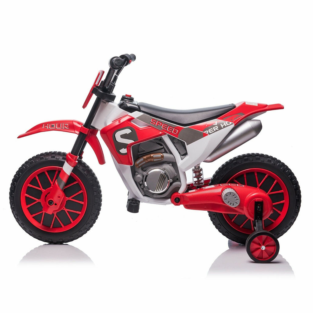 Electric Dirt Bike for Kids with Training Wheels - 12V Off-Road Ride-On Toy