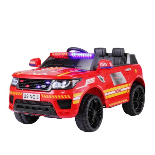 TOBBI 12V Electric Fire Truck Ride On Car for Kids with Remote Control and Real Megaphone