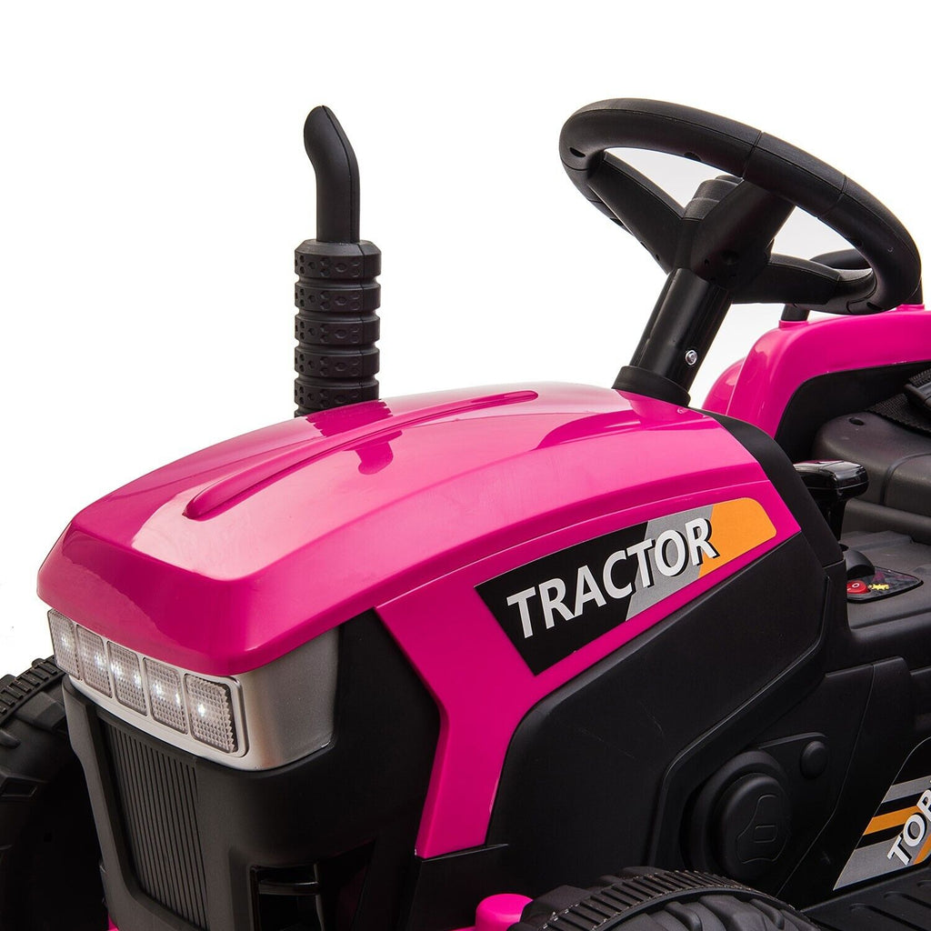 TOBBI 12V Electric Kids Tractor with Trailer and Dual Motors