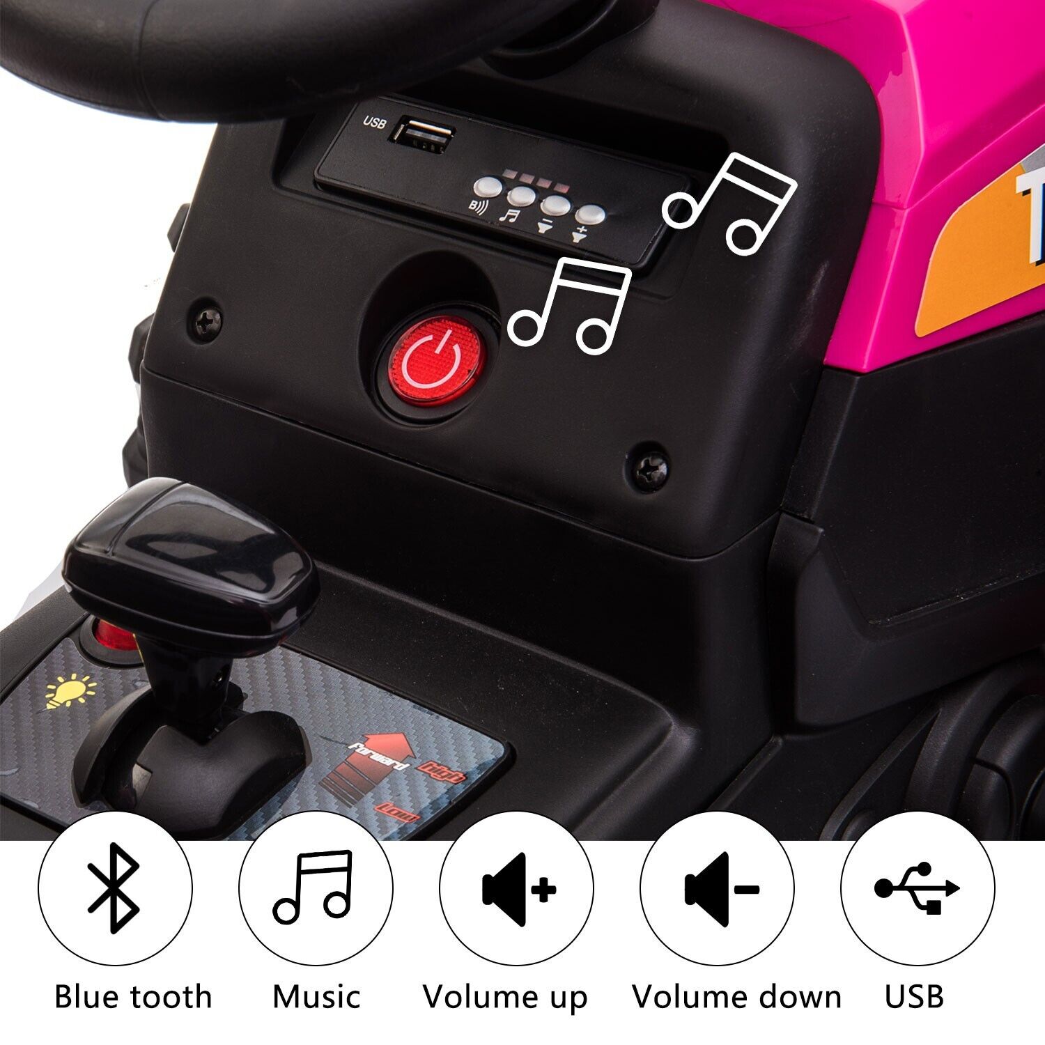 TOBBI 12V Electric Kids Tractor with Trailer and Dual Motors