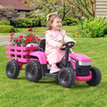 TOBBI 12V Electric Kids Tractor with Trailer - Battery Powered Ride-On Toy for Children