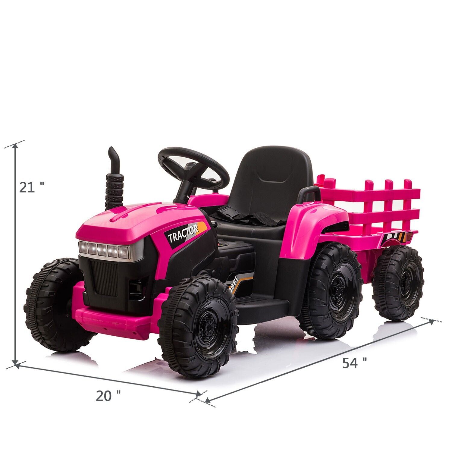 TOBBI 12V Electric Kids Tractor with Trailer - Battery Powered Ride-On Toy for Children