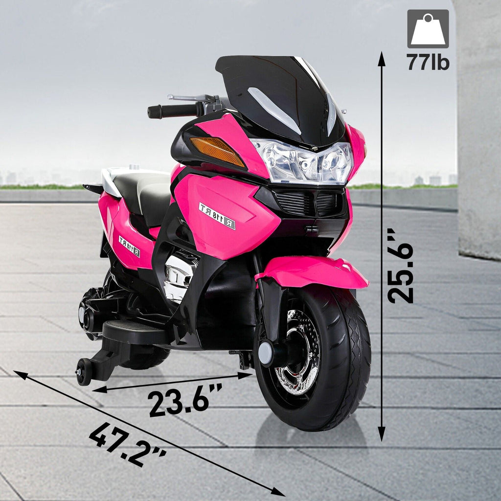 TOBBI 12V Electric Motorcycle for Kids with Training Wheels - Battery Powered Ride-On Toy