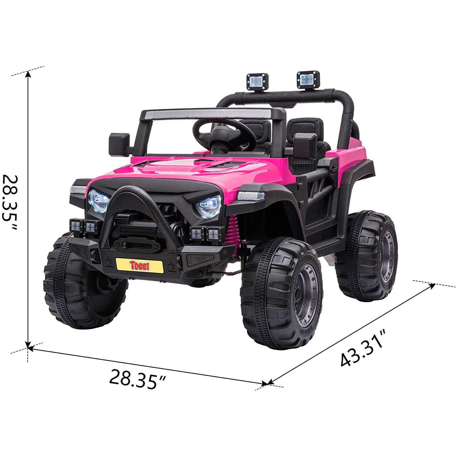 TOBBI 12V Electric Remote Control Kids Ride On Truck in Rose Red