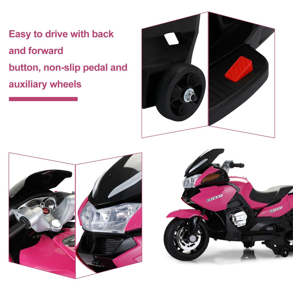 TOBBI 12V Electric Motorcycle Toy for Kids with Training Wheels - Battery Powered Ride-On Fun!