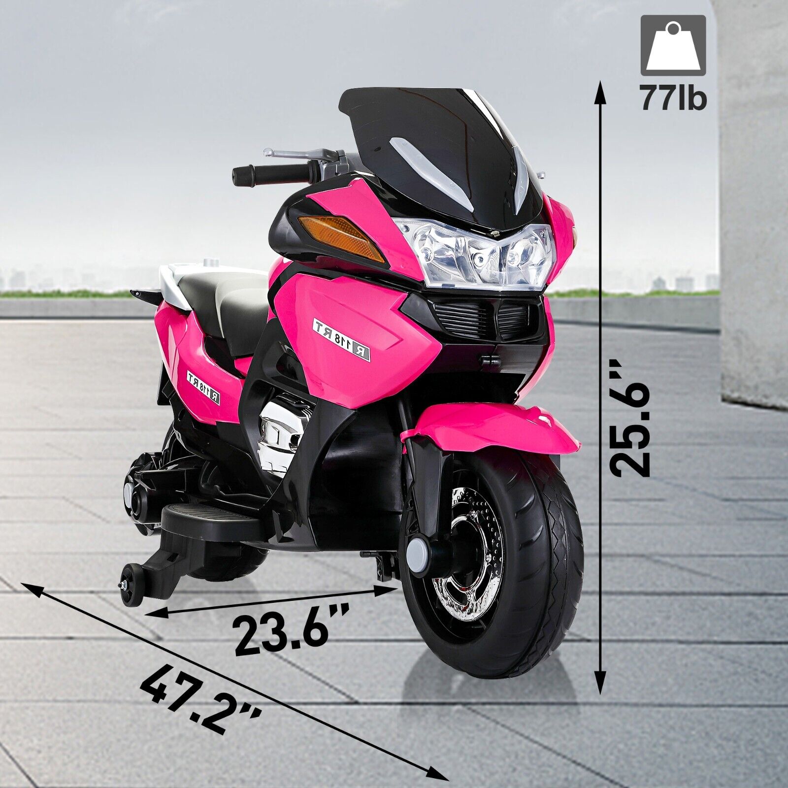 TOBBI 12V Electric Ride-On Motorcycle for Kids with Training Wheels