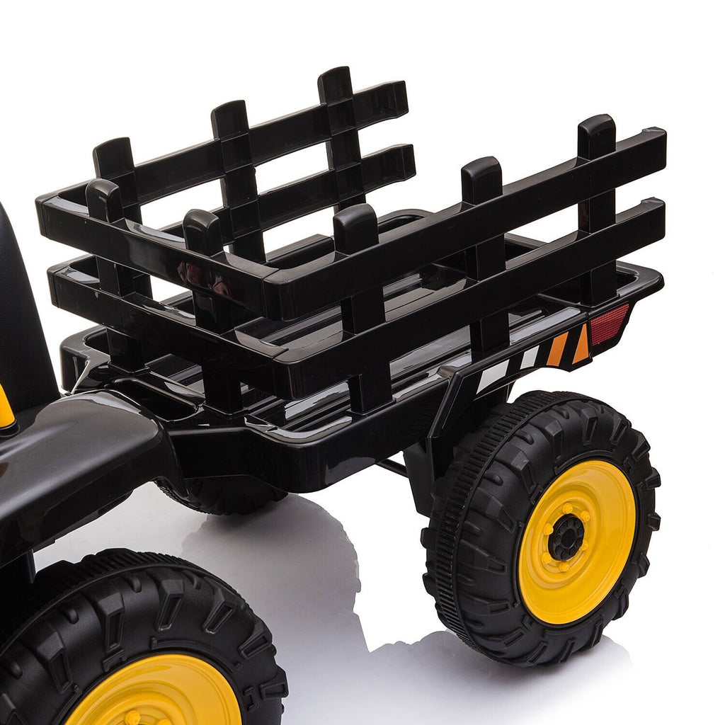 TOBBI 12V Electric Tractor Ride-On Toy Car with Trailer for Kids