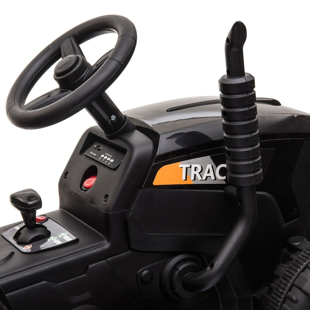 TOBBI 12V Electric Tractor Ride-On Toy Car with Trailer for Kids