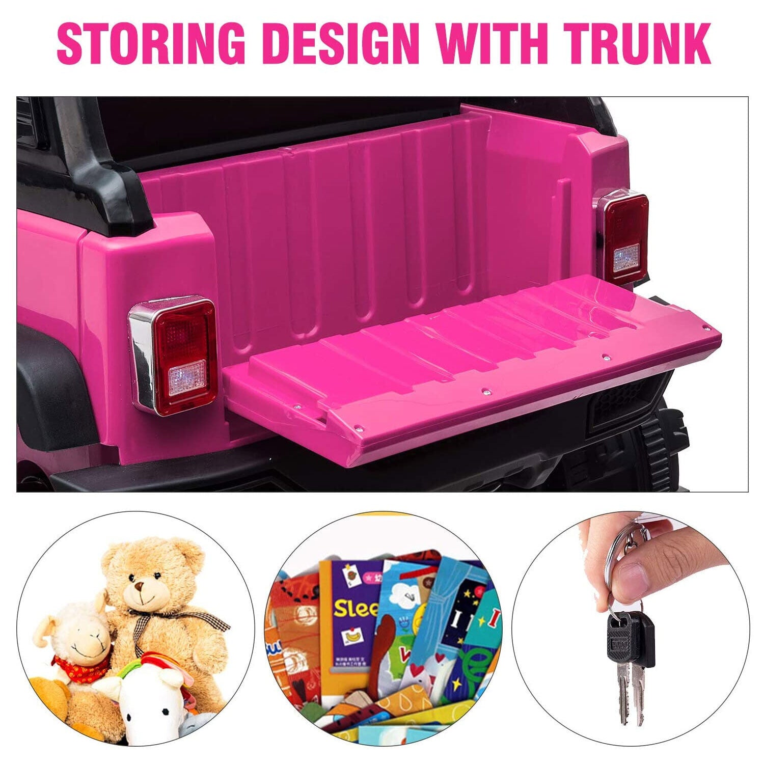 TOBBI 12V Kids Electric 2 Speed Jeep Wrangler Ride On Toy - Pink
