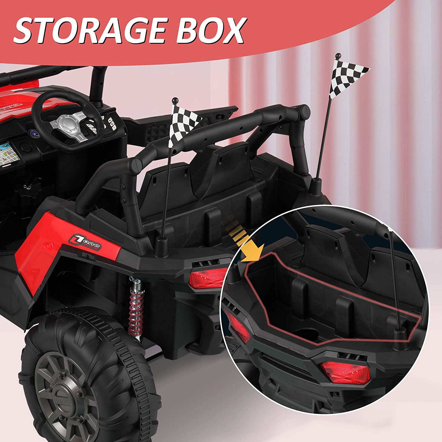 12V Kids Electric Battery-Powered Ride-On SUV Buggy Car with 3 Speed Settings Red