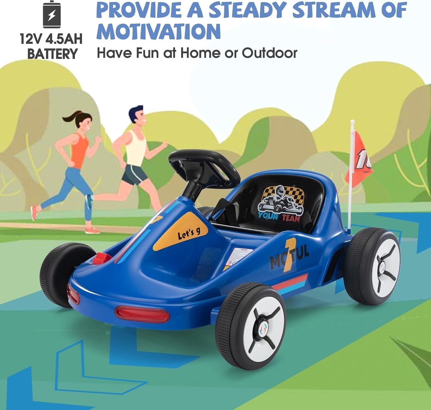 12V Kids Electric Ride-On Go Kart Toy Car with Remote Control for Ages 3-8 Years