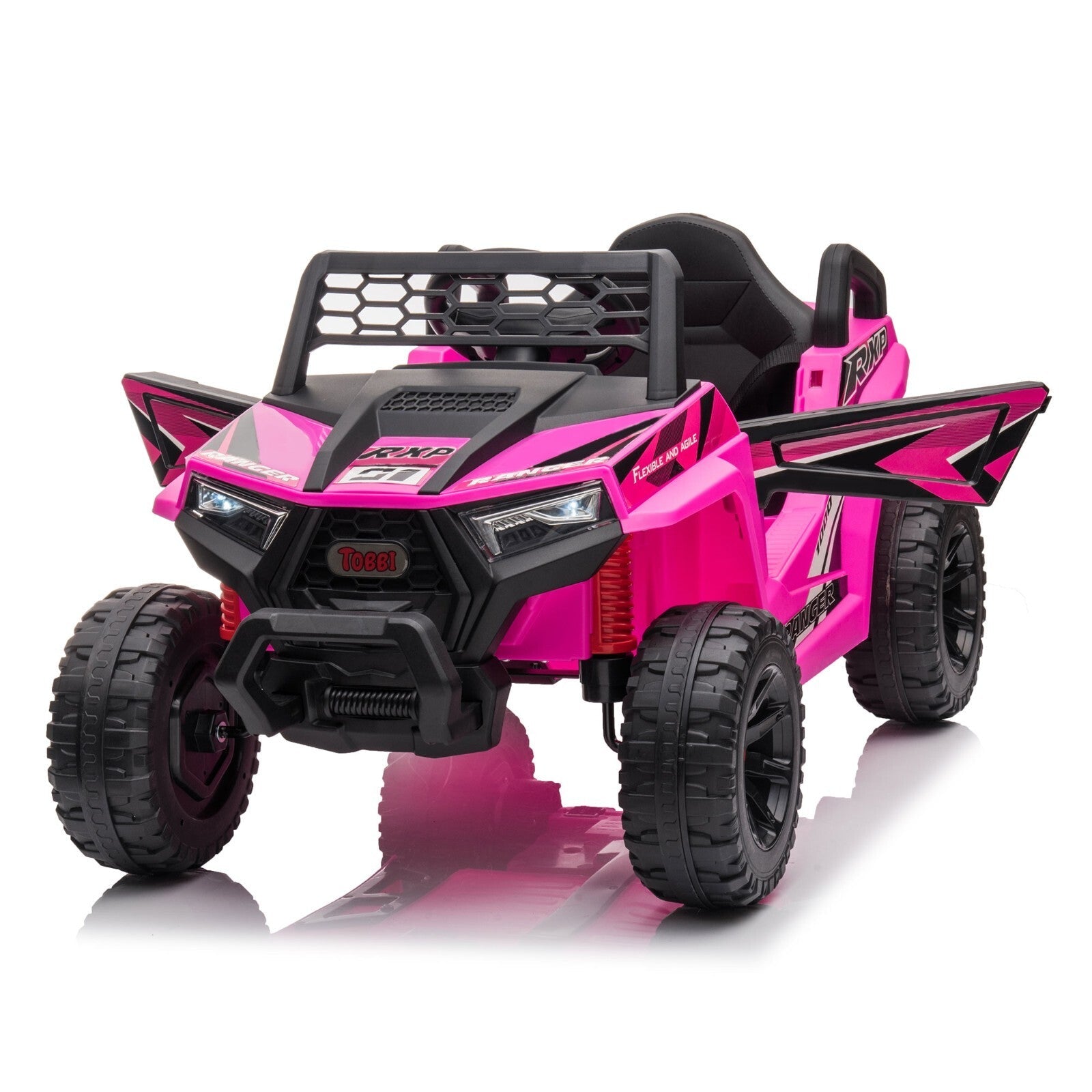 12V Kids Electric 2WD Off-Road UTV Ride-On Truck with Music in Rose Red