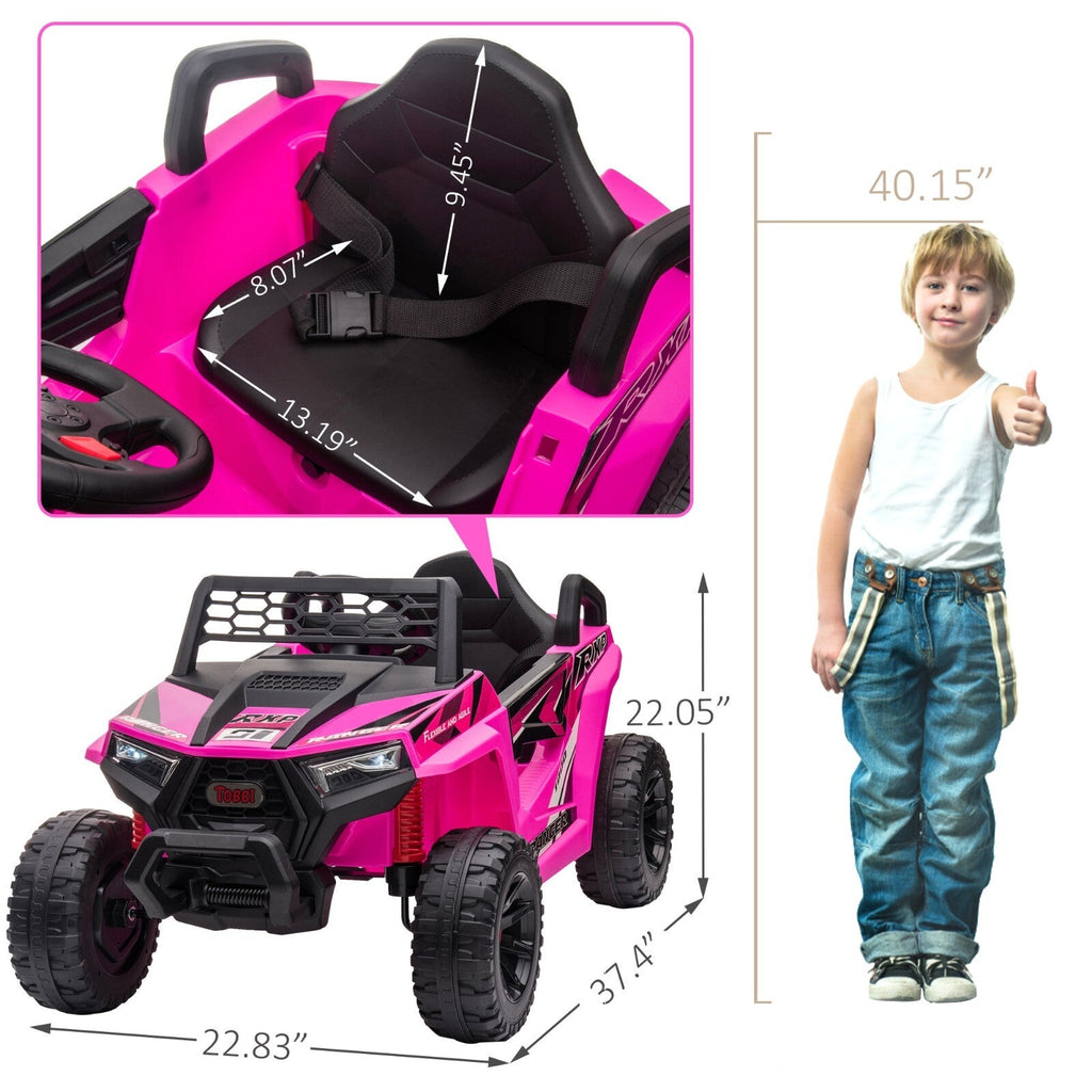 12V Kids Electric 2WD Off-Road UTV Ride-On Truck with Music in Rose Red