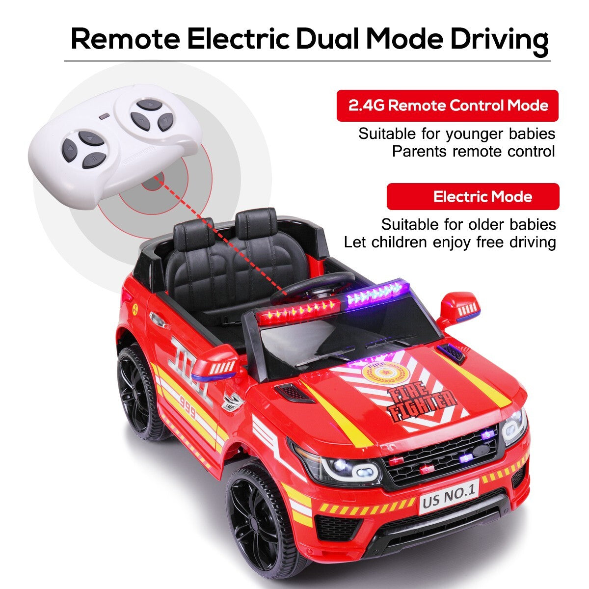 12V Electric Kids Vehicle with Remote Control and Music for Ages 3-8