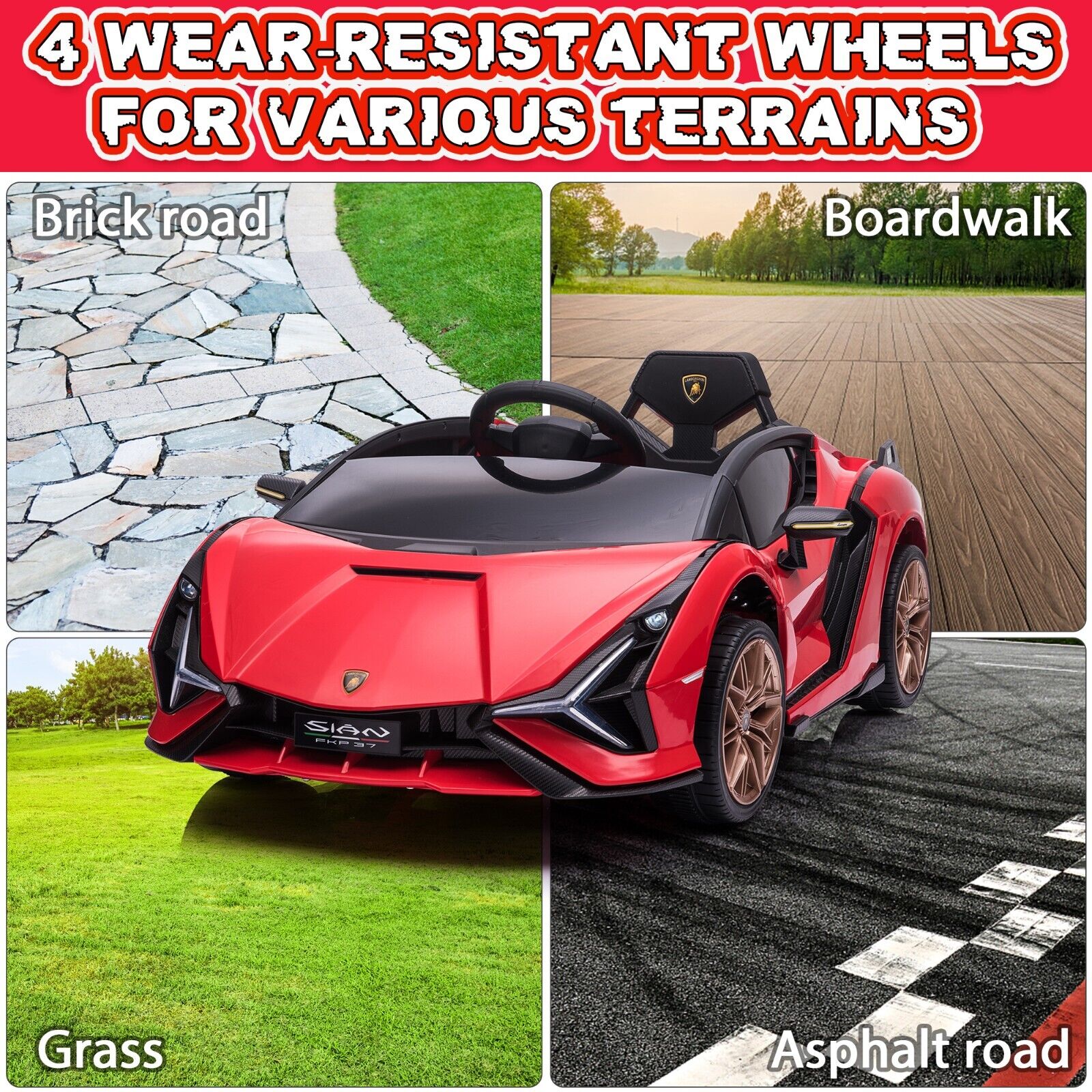 TOBBI 12V Kids Lamborghini SIAN Electric Car with Remote Control - The Perfect Ride for Young Drivers