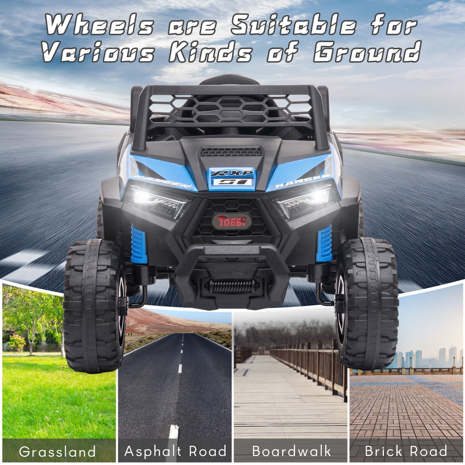 12V Electric Kids Ride-On Off-Road UTV Truck with Headlights, Music, and Horn