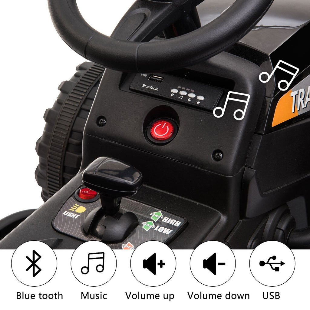 12V Electric Ride-On Kids Tractor with Battery-Powered Toy Car and Trailer