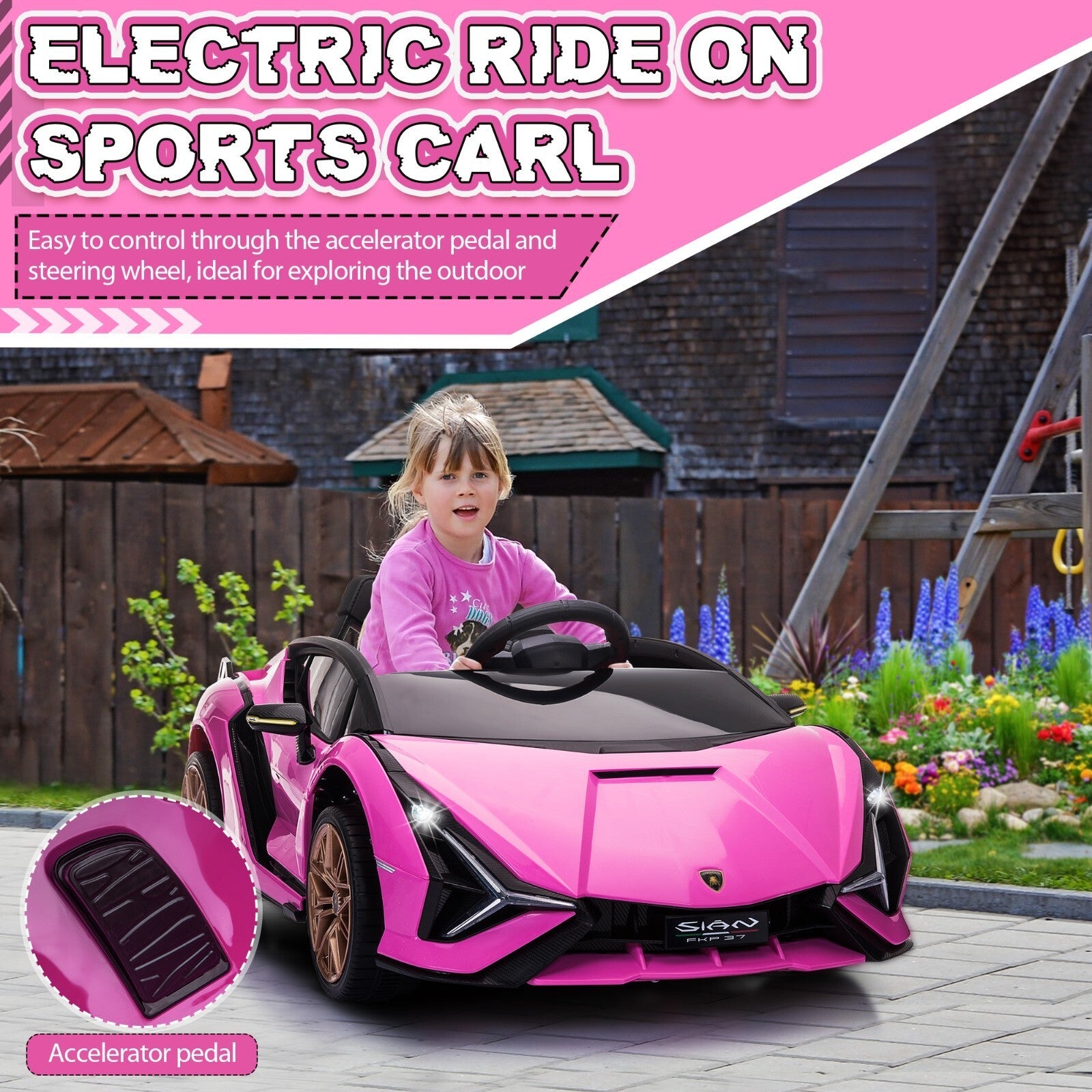 12V Kids Electric Ride-On Lamborghini Sian Car with Remote Control