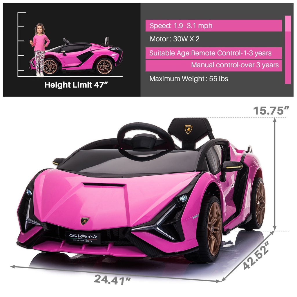12V Kids Electric Ride-On Lamborghini Sian Car with Remote Control