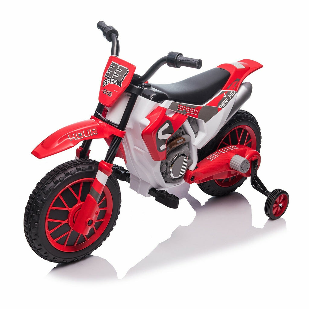 12V Kids Electric Ride-On Motorcycle with Training Wheels and 2 Speeds