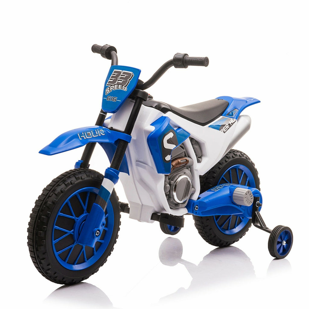 12V Kids Electric Ride-On Motorcycle with Training Wheels and 2 Speeds