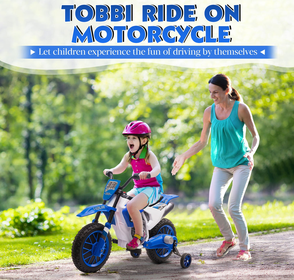 12V Kids Electric Ride-On Motorcycle with Training Wheels and 2 Speeds