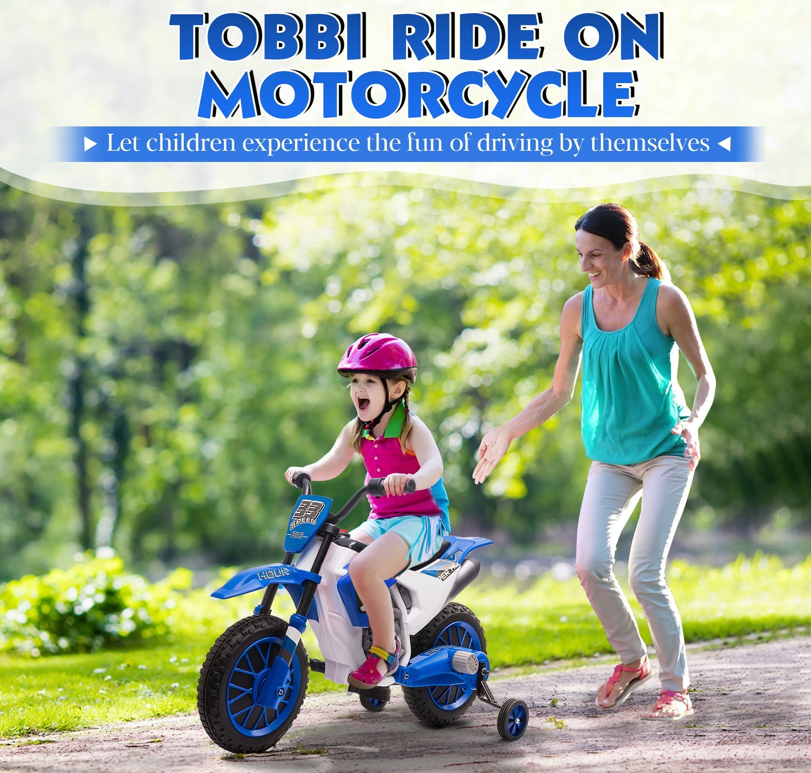 12V Kids Electric Ride-On Motorcycle with Training Wheels and 2 Speeds