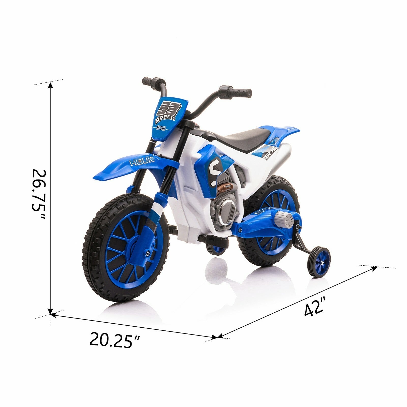 12V Kids Electric Ride-On Motorcycle with Training Wheels and 2 Speeds