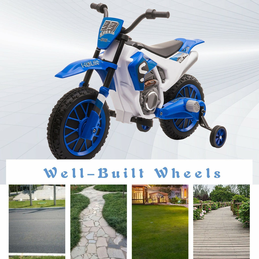 12V Kids Electric Ride-On Motorcycle with Training Wheels and 2 Speeds