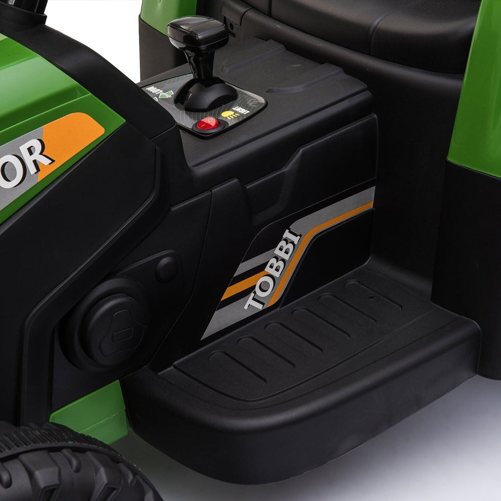 TOBBI 12V Kids Ride-On Tractor with Detachable Trailer and Illuminating Lights