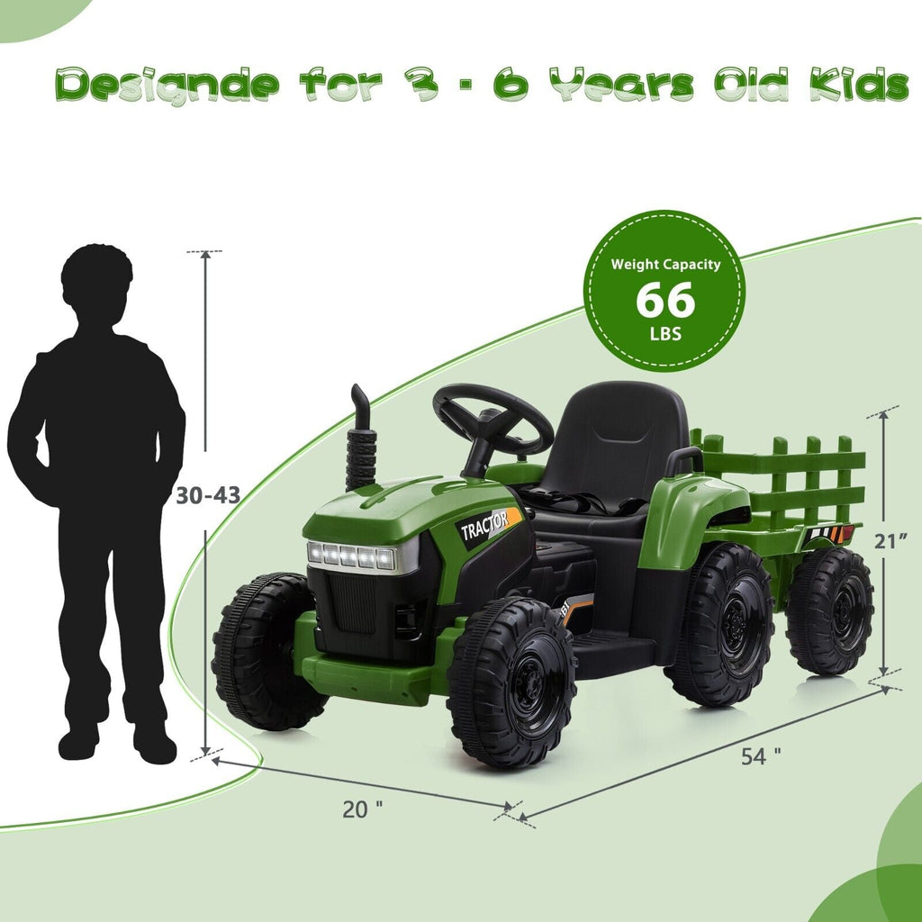 TOBBI 12V Kids Ride-On Tractor with Detachable Trailer - Electric Vehicle for Young Farmers