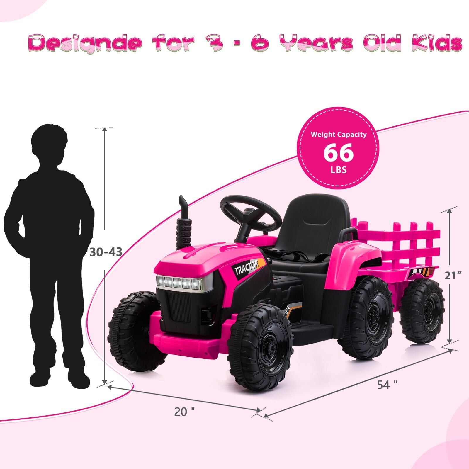 TOBBI 12V Electric Tractor for Kids with Trailer and Dual Motors - Perfect Gift for Young Drivers