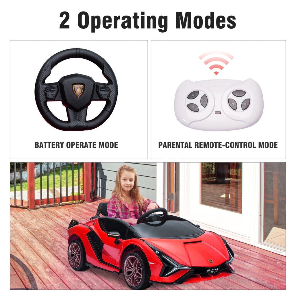 TOBBI 12V Lamborghini SIAN Electric Car for Kids with Remote Control - Red
