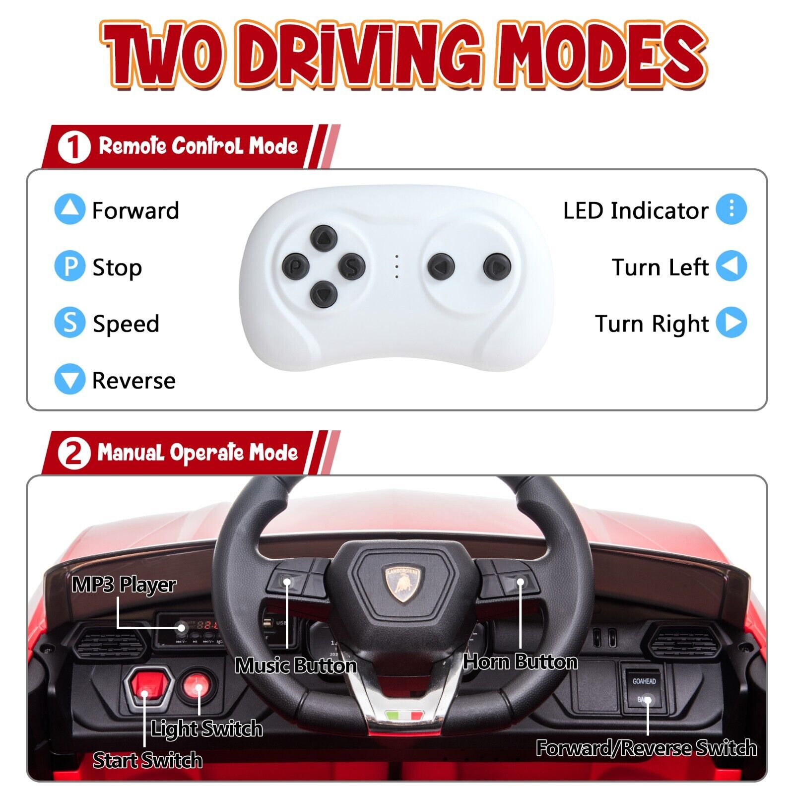 TOBBI 12V Lamborghini Urus Kids Ride-On Car with Remote Control - Licensed Electric Toy in 4 Vibrant Colors