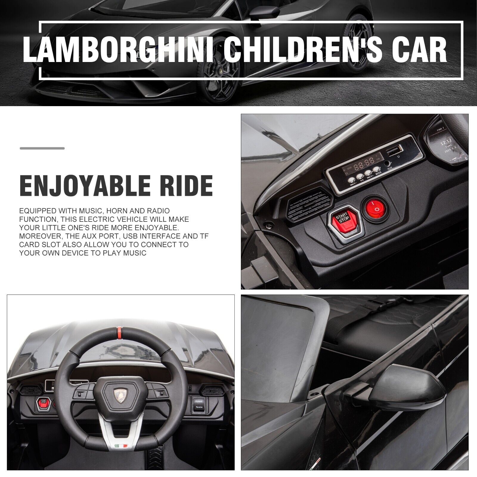 TOBBI 12V Lamborghini Urus Licensed Kids Ride on Car - Electric Motorized Vehicle for Endless Fun!