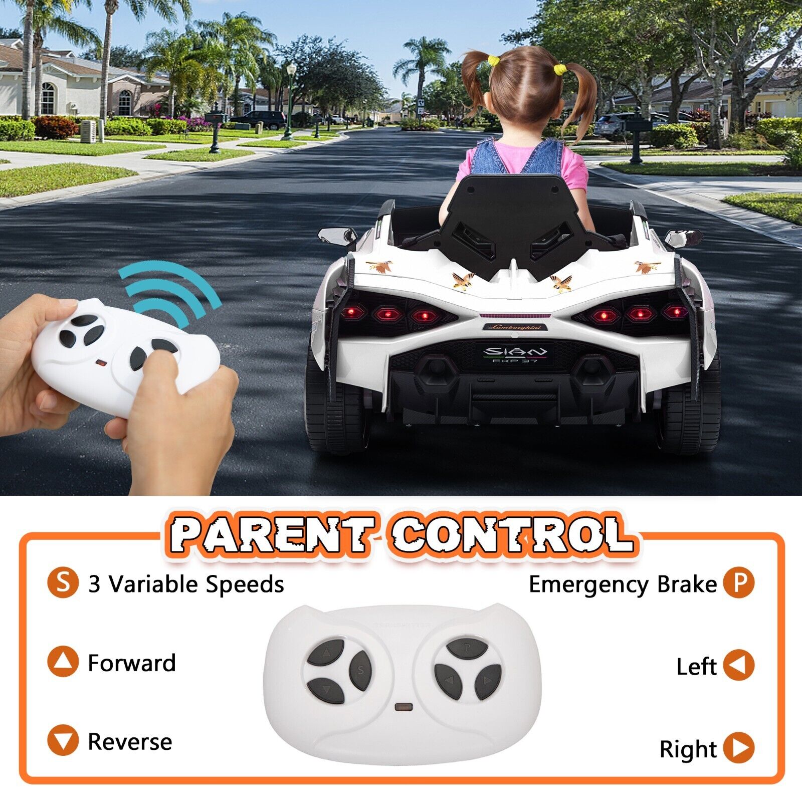 TOBBI 12V Licensed Lamborghini Sian Electric Kids Ride-On Car with Customizable Stickers