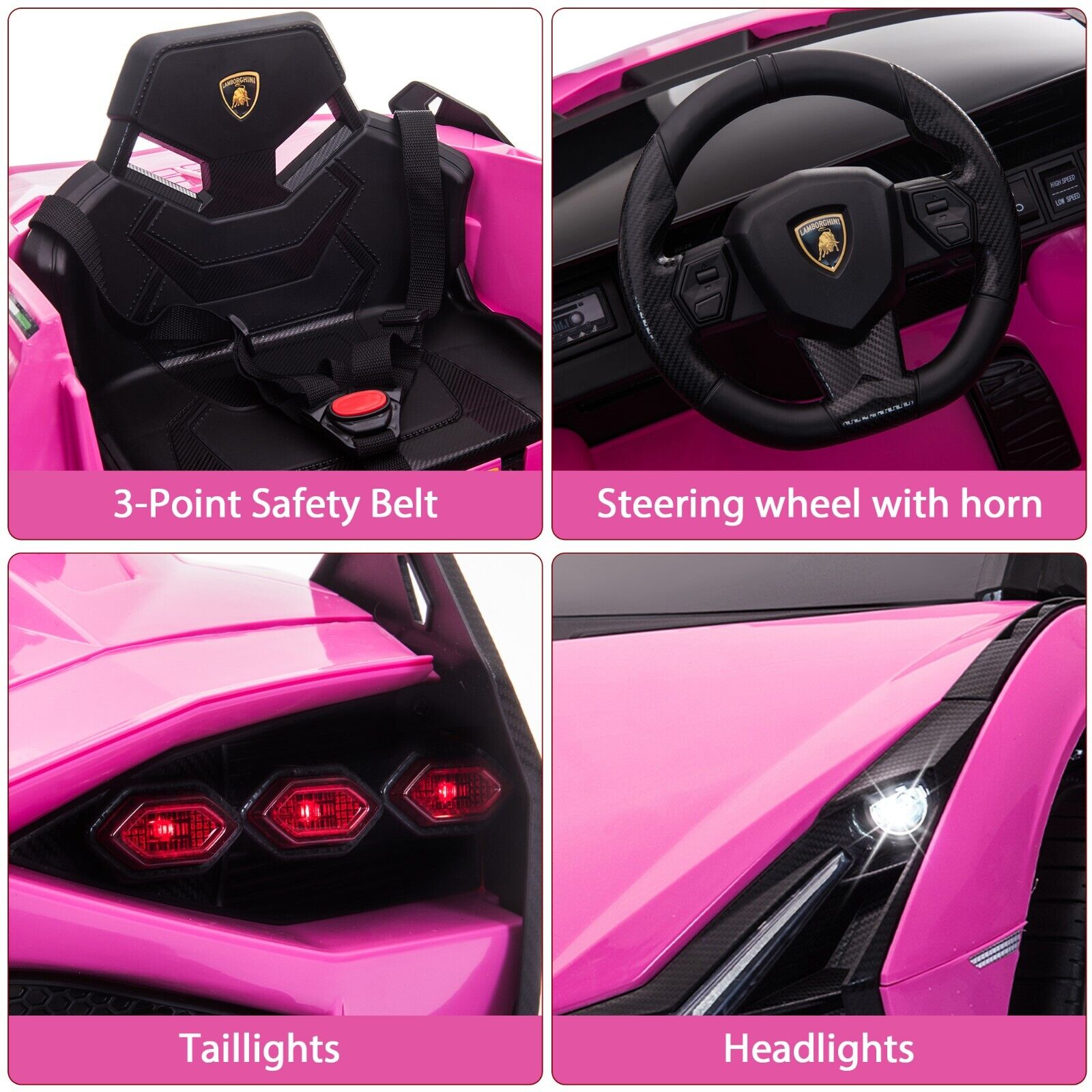 TOBBI 12V Licensed Lamborghini Sian Electric Ride-On Car for Kids with Remote Control
