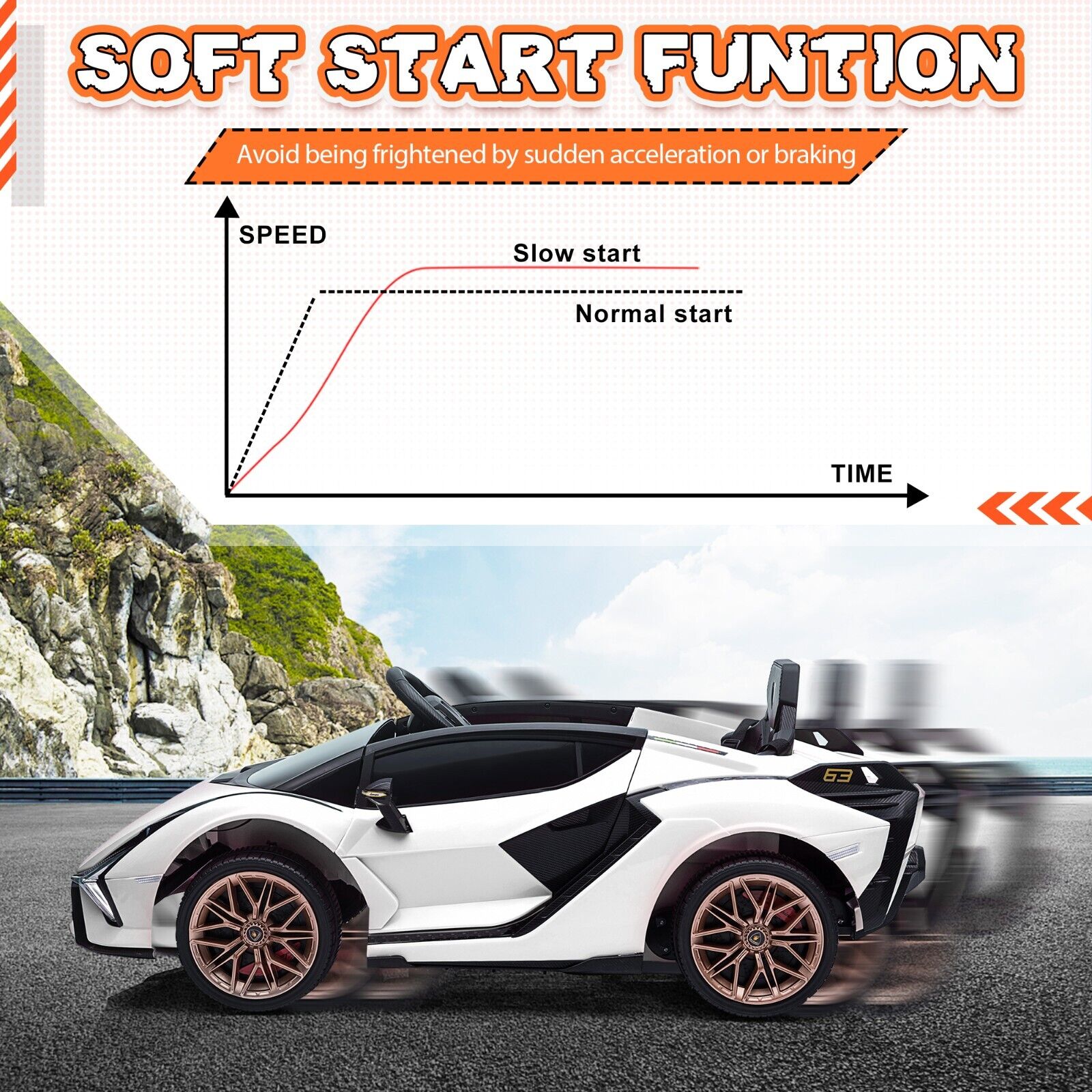 TOBBI 12V Licensed Lamborghini Sian Ride-On Car for Kids with Remote Control, Scissor Doors, and MP3 Player