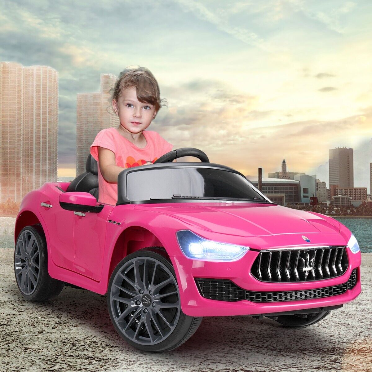 TOBBI 12V Licensed Maserati Gbili Kids Ride on Car with Remote Control, Pink