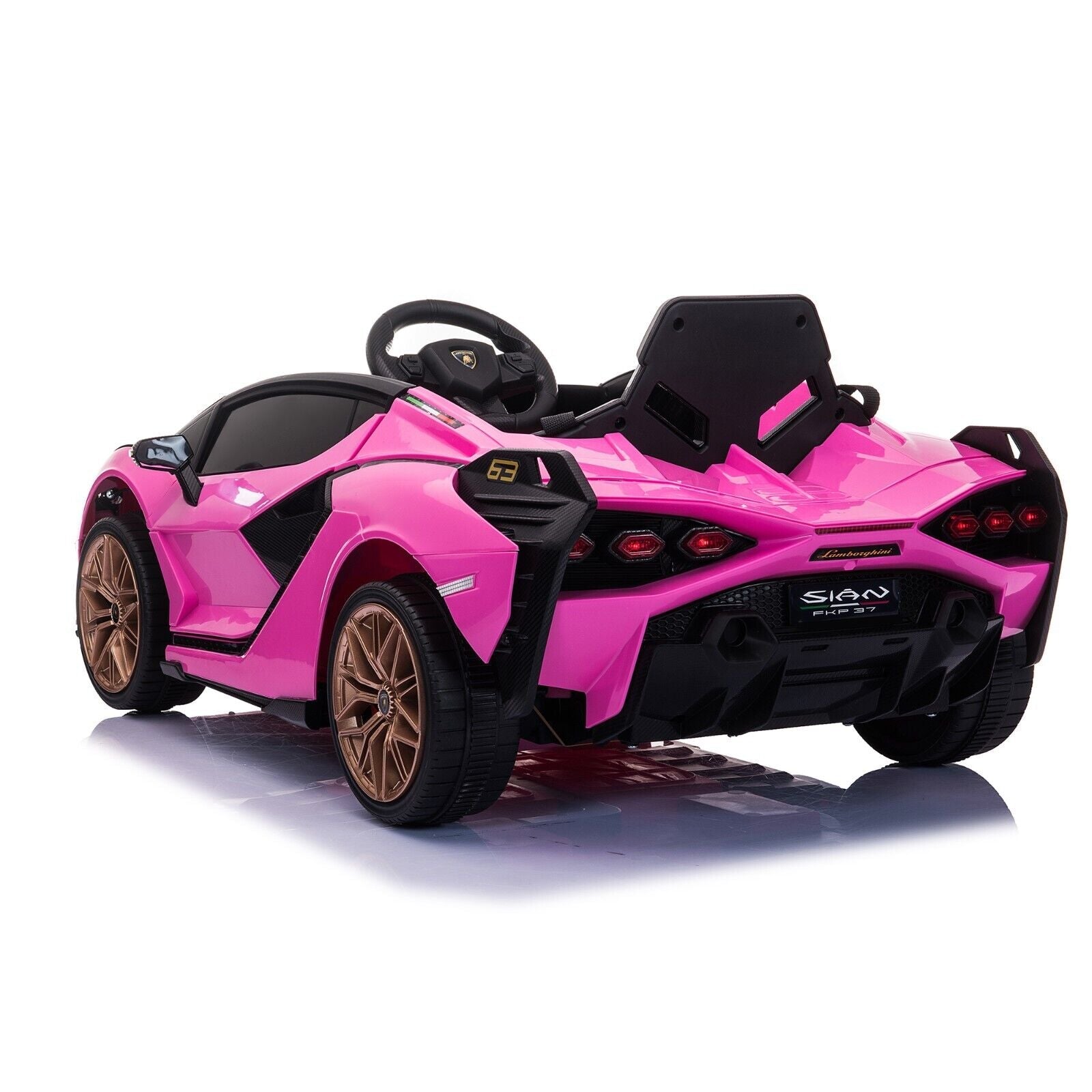 TOBBI 12V Pink Lamborghini SIAN Electric Ride-On Car for Kids with Remote Control