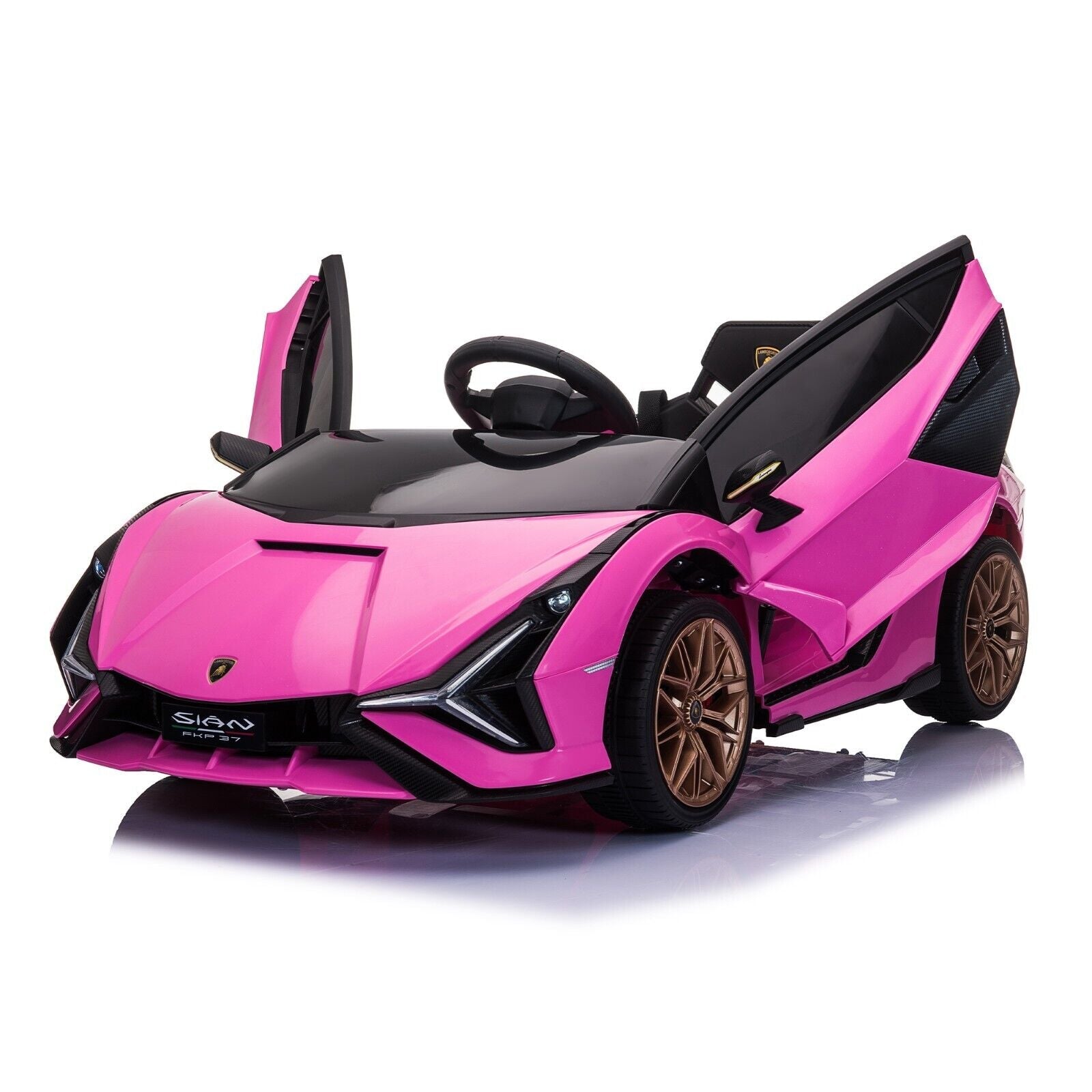 TOBBI 12V Pink Lamborghini SIAN Electric Ride-On Car for Kids with Remote Control