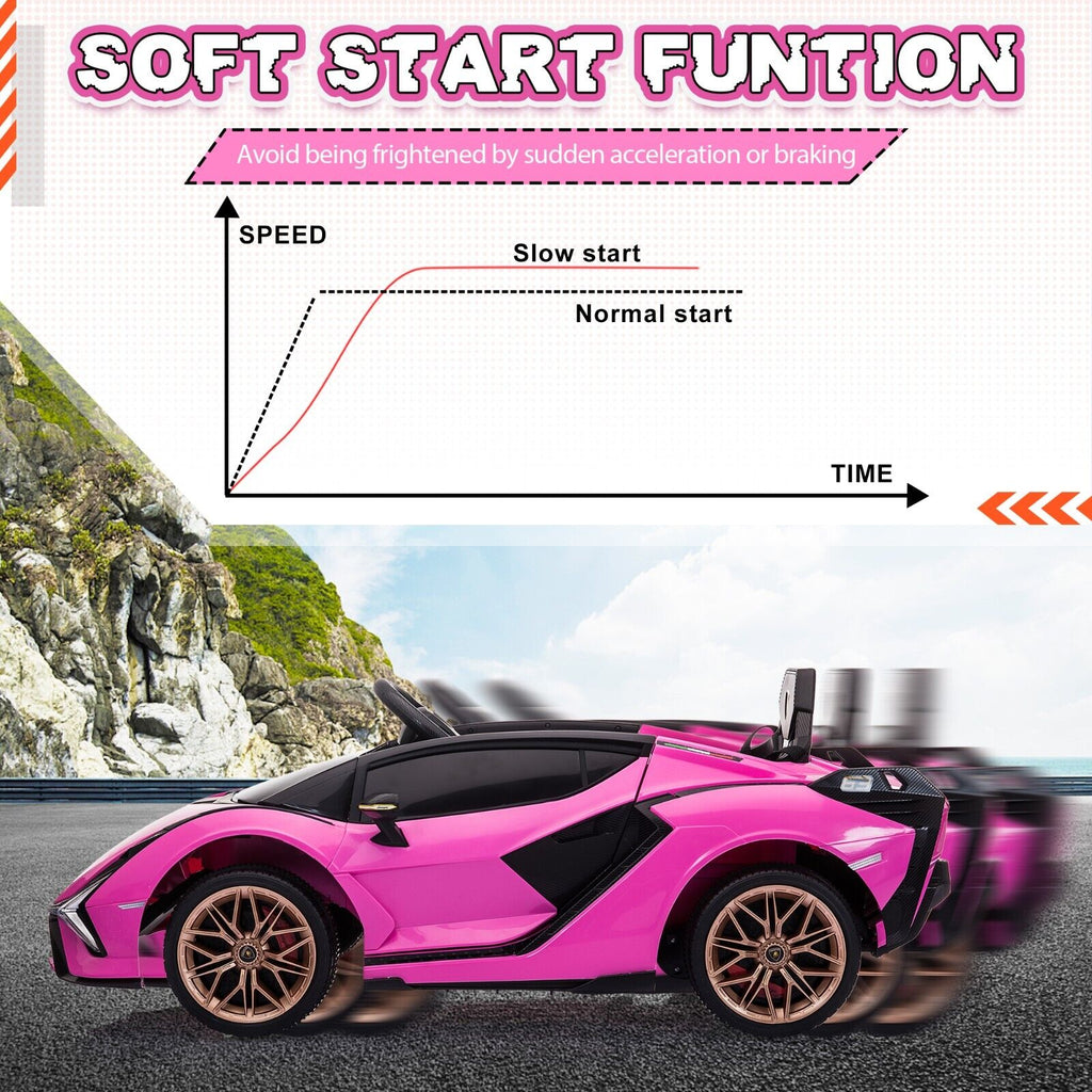 TOBBI 12V Pink Lamborghini SIAN Electric Ride-On Car for Kids with Remote Control