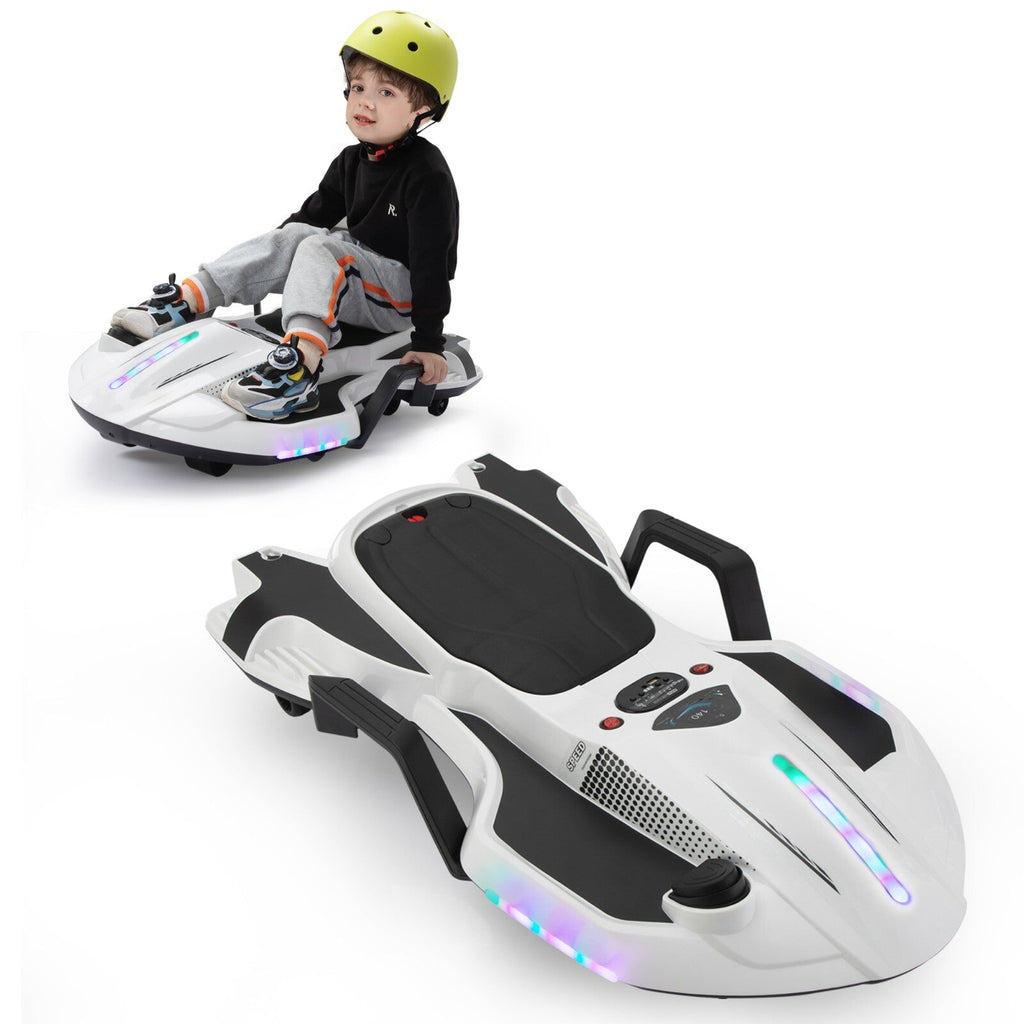 18V Battery-Powered Ride-On Drift Kart with LED Lights and Music