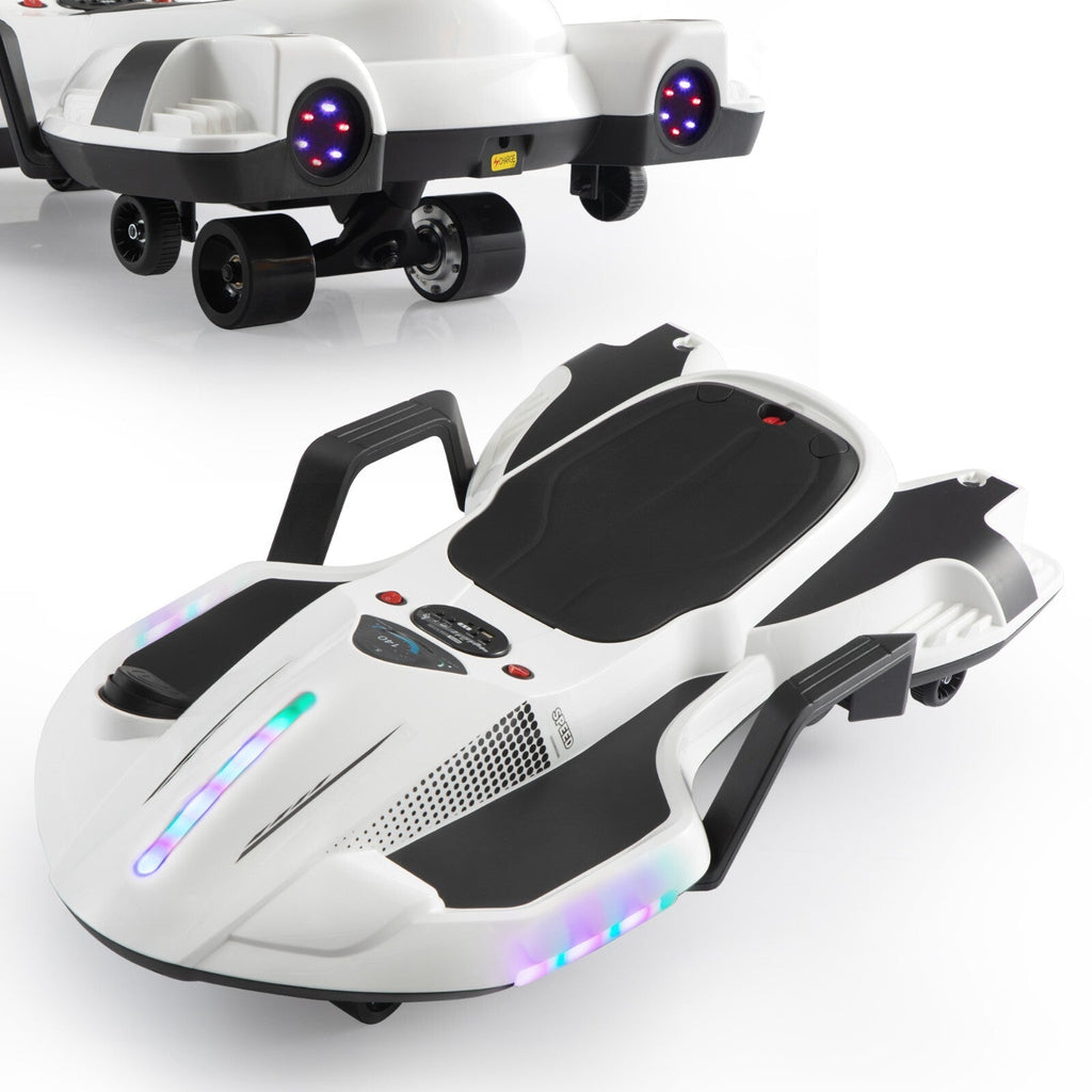 18V Battery-Powered Ride-On Drift Kart with LED Lights and Music