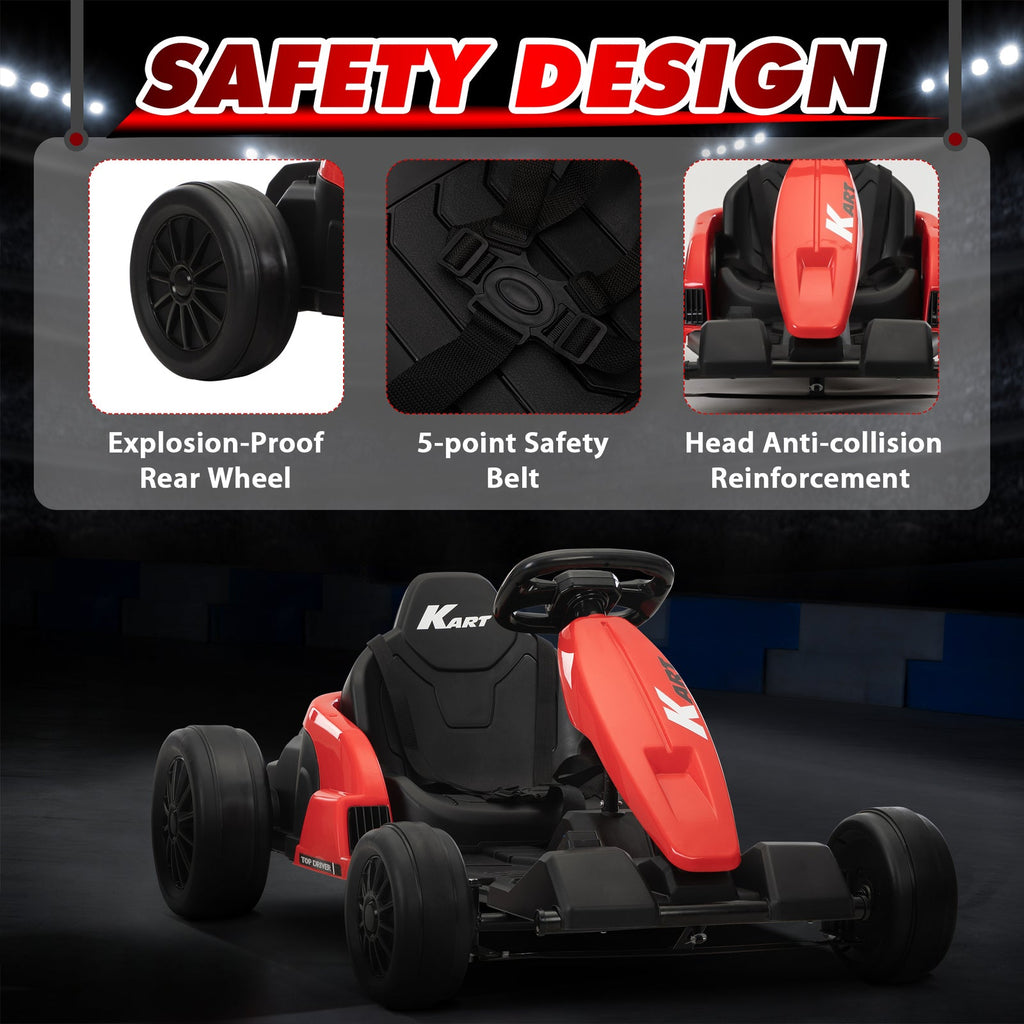 24V Electric Ride-On Go-Kart Toy Vehicle for Kids Ages 4-16
