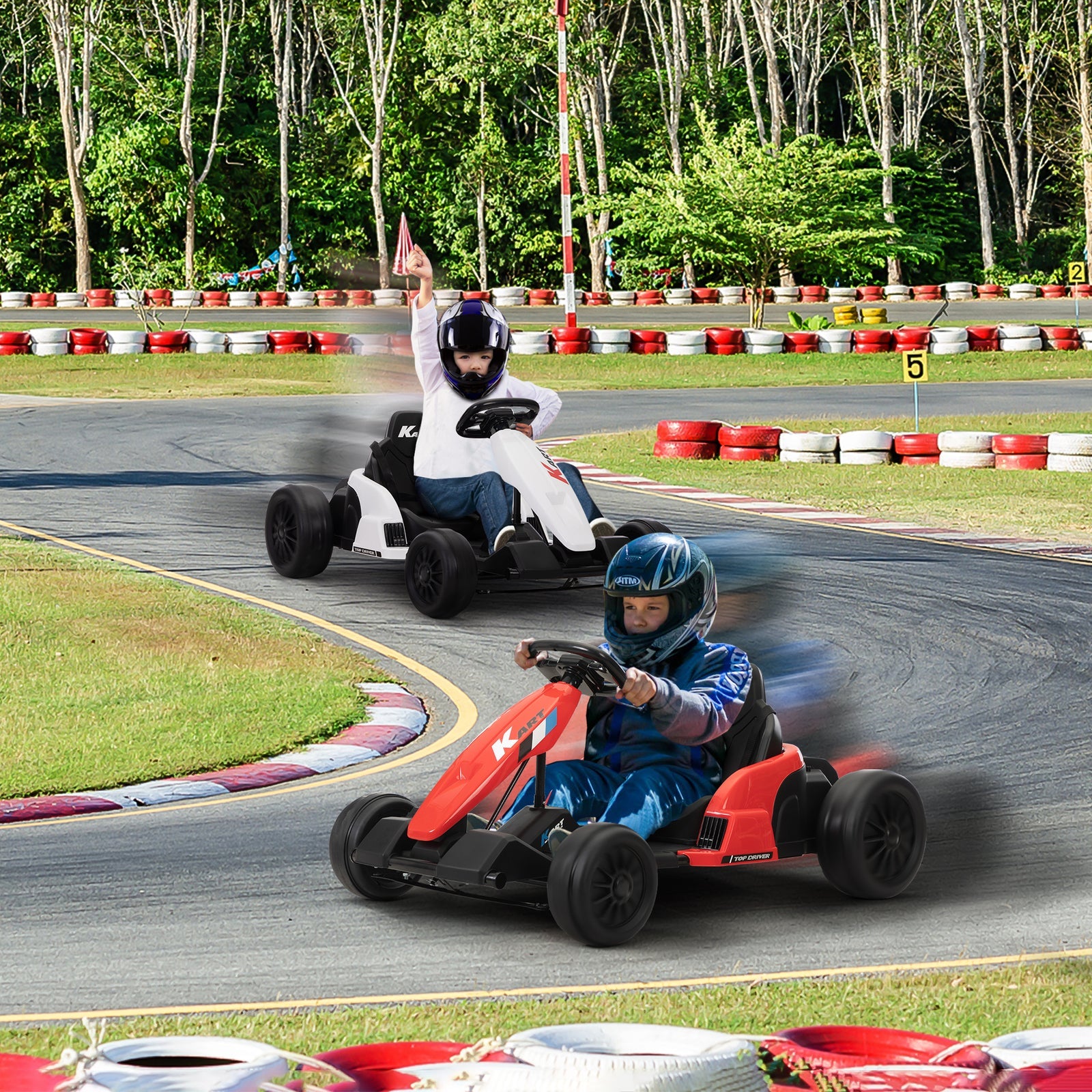24V Electric Ride-On Go-Kart Toy Vehicle for Kids Ages 4-16